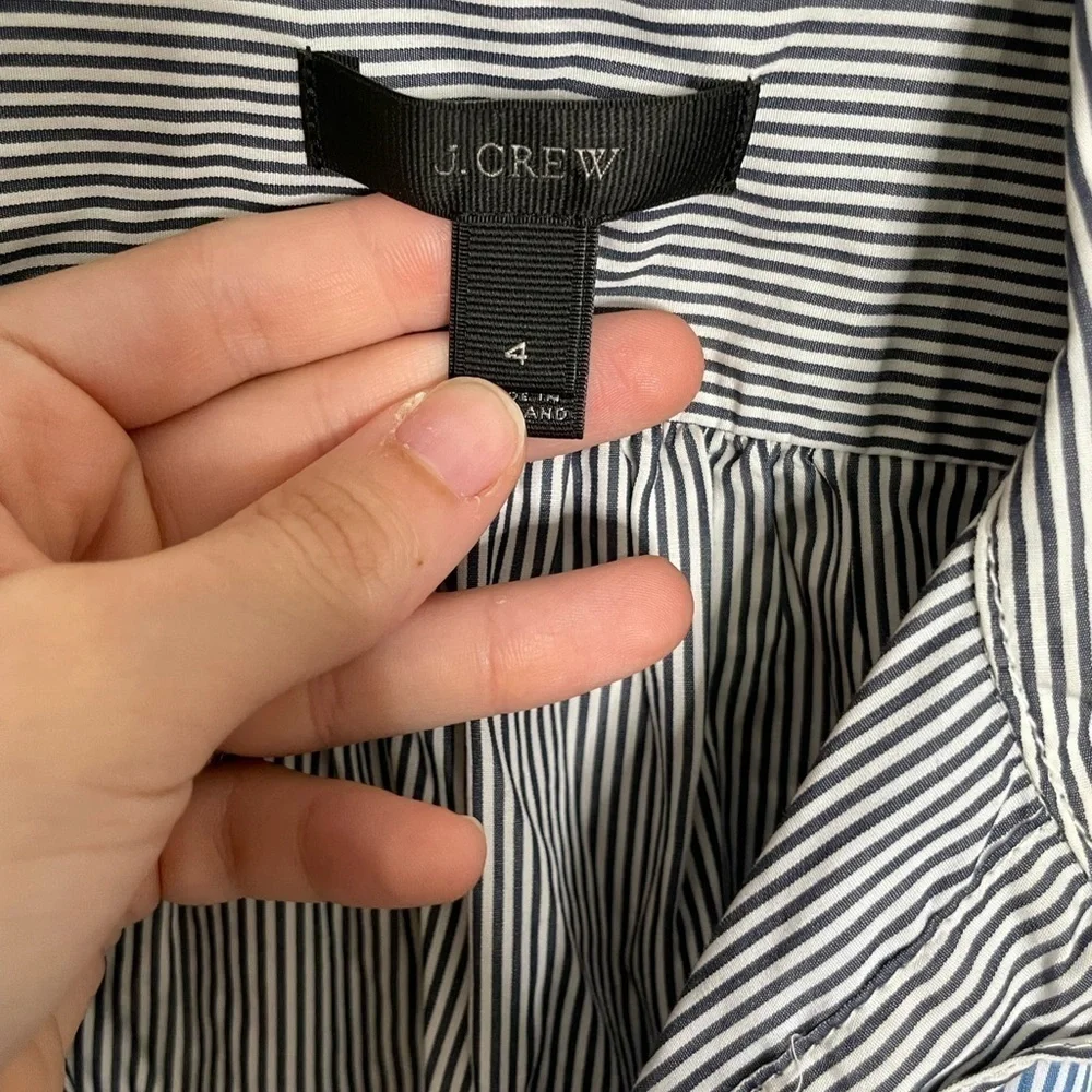 J Crew Vertical Stripe Blue Black Button Down Shirt 4